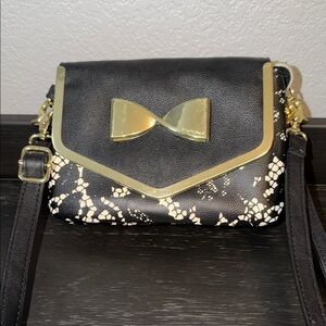 Betsey Johnson Black and Gold Crossbody Bag